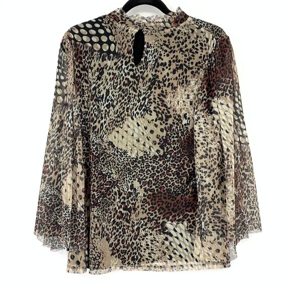 Chico's Women's Size 2 US L Animal Print Top Blouse Flared Sleeve Multicolor - Picture 2 of 7